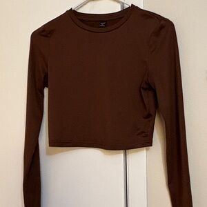 SHEIN Chocolate Long Sleeve Crop Top